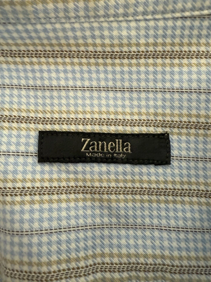 Camisa de vestir Zanella Made In Italy azul claro para hombre con botones talla XL Foto 3 de 4