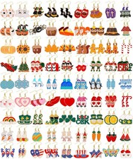 83 Pairs Holiday Earrings for Women Summer Patriotic Fall Halloween Christmas...