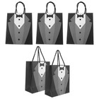 5 Pcs Groom Present Bag Shopping Black Tuxedo Bags Gift for Card