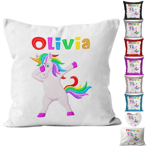 Personalised Unicorn Cushion Sequin Cushion Pillow Printed Birthday Gift 35 - Picture 18 of 22