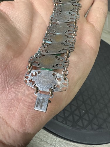Pre WW2 Czech Piligree Glass Stone Ladies Bracelet Vintage Art Deco Metal MCM - Picture 7 of 13