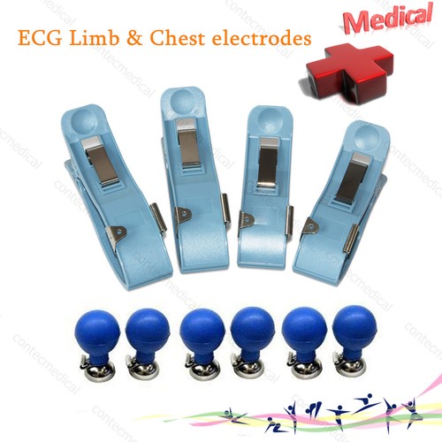 CONTEC EKG Elektroden Gliedmaßen Clip & Brust Saugball für EKG Gerät EKG300G/100G - Bild 1 von 4