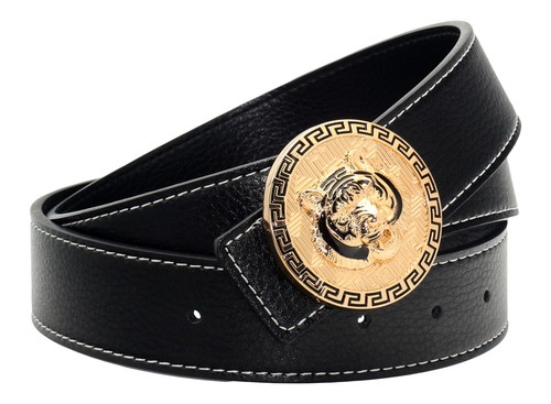 Cinturón de cuero para hombre QHA para vaqueros con hebilla temática cara de tigre 38 mm de ancho Q36 - Imagen 12 de 61
