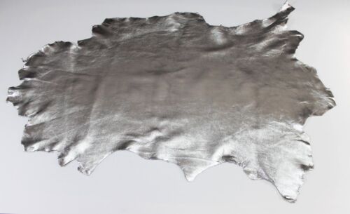 METALLIC SILVER Premium Lambskin soft Leather Skins Hide Sheep Napa 6 Sq. Ft - Picture 2 of 4