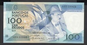 PORTUGAL 100  ESCUDOS 1986  Prefix AFC P 179a  Uncirculated Banknotes