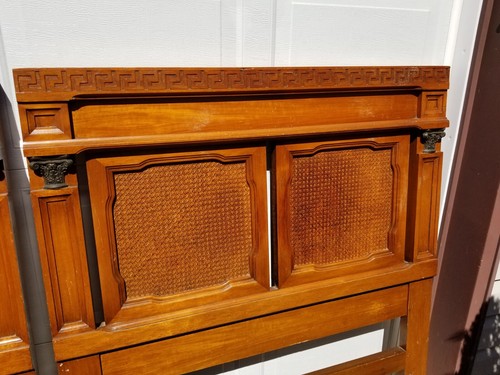 2 Vintage Mid Century Twin Headboard Hollywood Regency Greek Key Pair - Picture 3 of 4