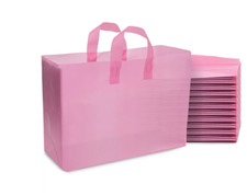 CLEARANCE SALE! Large Pink Frosted Plastic Bags Gift Party Merchandise Lot 50