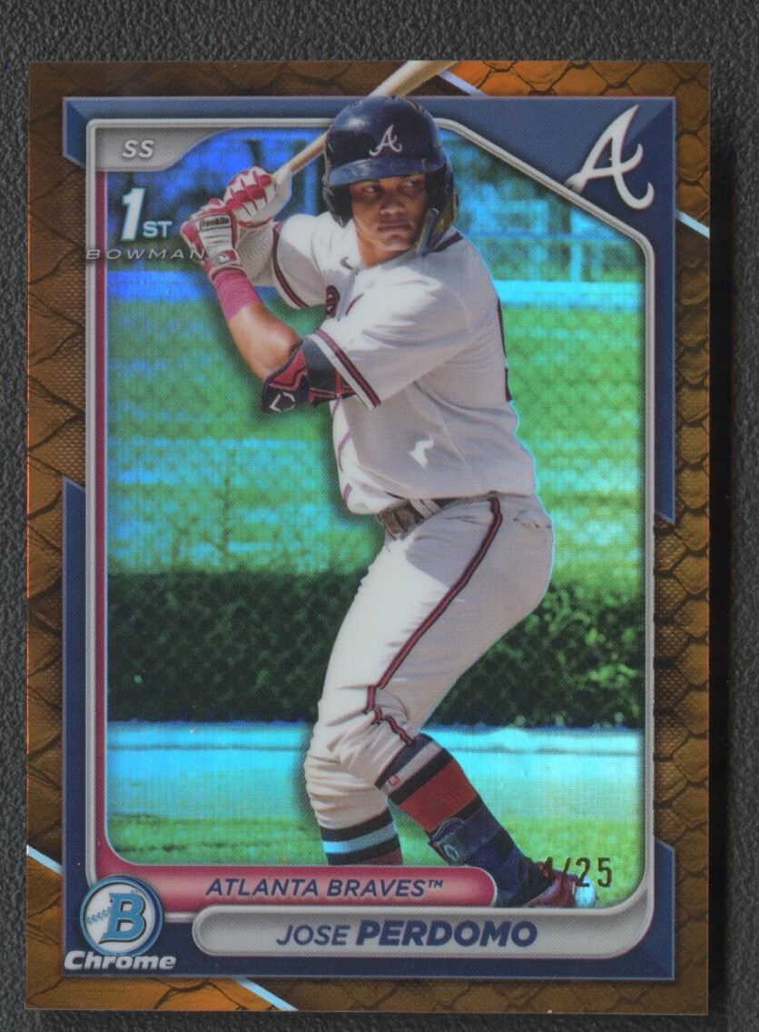 2024 Bowman Chrome Baseball Jose Perdomo Reptilian Orange 1st Refractor /25