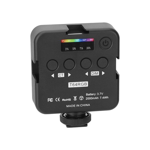 CAMVATE On-Camera RGB LED Pocket Video Light 2500 to 9000K 360 RGB Colors - Picture 7 of 8