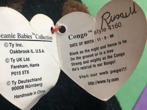 Congo the Gorilla Beanie Baby,1996, UWT - Picture 7 of 10