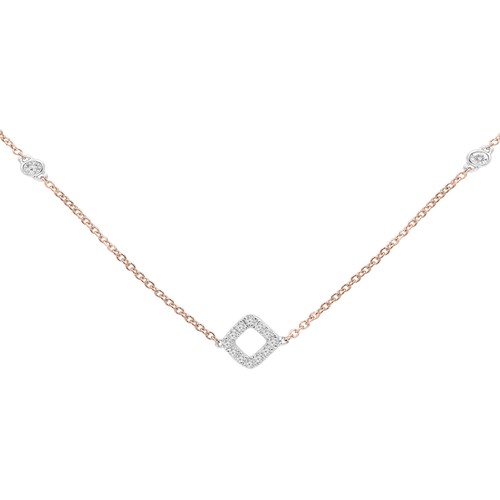 0.94 CT Round VS1 F Diamond Bar Necklace 14K Two-Tone Gold - Picture 2 of 2