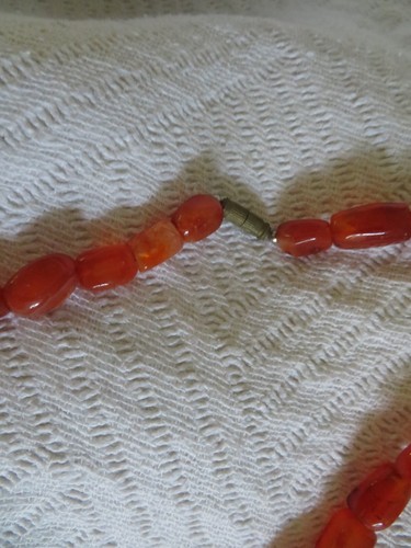 ancien collier en pierre orange Agate de Cornaline 48 cm - Picture 7 of 7