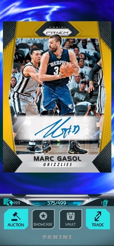 2017-18 Panini Prizm Marc Gasol Gold Auto \499 (VIRTUAL CARD) NBA DUNK APP