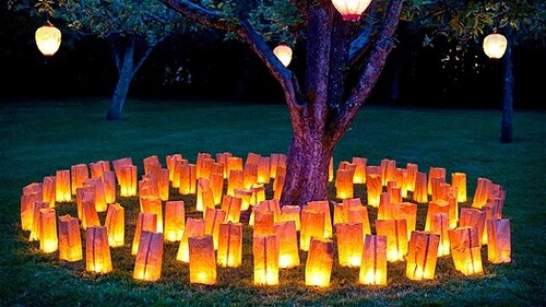 10 White Tealight Candle Party Paper Bag Lantern Outside Path Luminara Decor - Picture 3 of 6