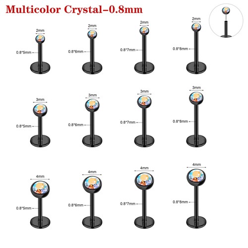 12Pcs/Lot Threadless Labret Stud Surgical Steel Helix Conch Earring Lip Piercing - Picture 41 of 42