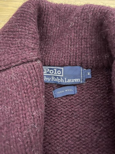 Polo Ralph Lauren Medium Varsity Cardigan Sweater RRL Morehouse VTG Burgundy OG - Picture 2 of 5