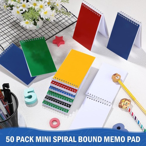 Portable 3x5 Spiral Memo Pads in Bright Colors - Lined College Ruled Notepads - Picture 7 of 8