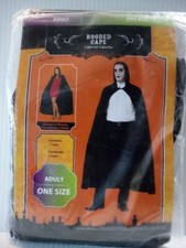 BLACK HOODED CAPE Adult Men Women Costume Goth Halloween Wizard Sorcerer Magic