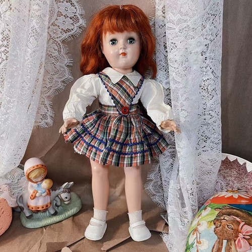 Vintage Ideal Toni Doll P-91 Hard Platic REDHEAD Original Tagged Dress 16"