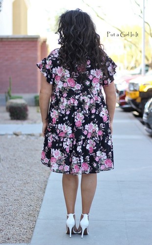 EE. UU. Nuevo Vestido Columpio Mujer Talla Grande Negro Rosa Floral Gasa Volantes 1X 2X 3X - Imagen 5 de 6
