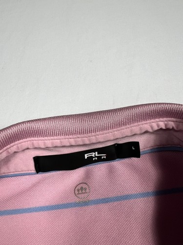 RLX Ralph Lauren Polo Shirt Pink Striped Performance Golf Men's L. - Picture 3 of 6