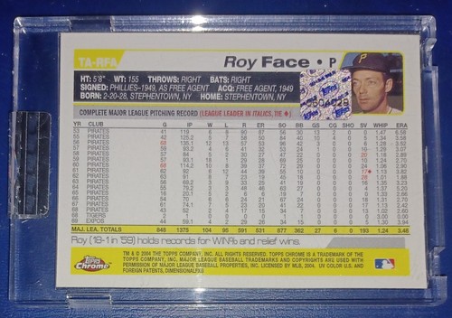 2004 TOPPS CHROME ROY FACE & BILL MADLOCK AUTOGRAPH PITTSBURGH PIRATES - Picture 3 of 5