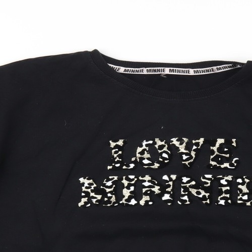 Disney Girls Black Cotton Pullover Sweatshirt Size 9 Years Pullover - Love Minni - Picture 3 of 10