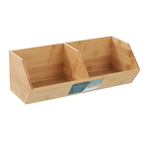 2 x Kitchen Office Bamboo Organiser Storage Cube Container Pencil File Holder - Picture 2 of 3