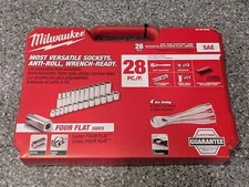 NEW Milwaukee 48-22-9408 28 Piece 3/8" SAE Socket Set Factory Sealed