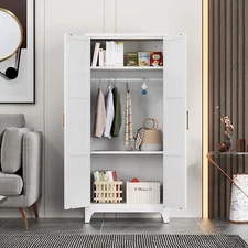 2Door Metal Armoire Wardrobe Hanging Rod Closet Storage Cabinet Cloth Organizer 