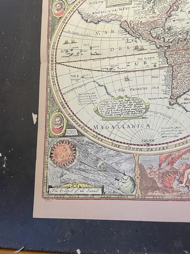 A New And Accvrat Map Of The World Lithograph Print Made In US - Picture 8 of 14