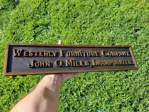 1910's Antique Westerly R.I Furniture Company High St John Olcott Mills Plaque  - Picture 11 of 13