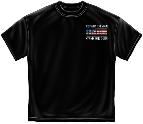 Nuova maglietta WE FIGHT FOR YOUR FREEDOM STAND FOR OUR CON LICENZA PATRIOTTICA - Foto 2 di 2