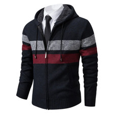 M-4XL Stripe Style Hooded Sweater Casual Outdoor Street Fashion Wear For Men NEW
