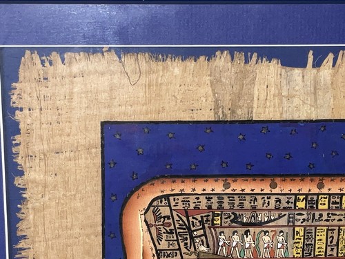 Ägyptischer Papyrus Handmalerei 9 x 13 100 % echt Papier Echtheitsprüfung gerahmt - Bild 5 von 22