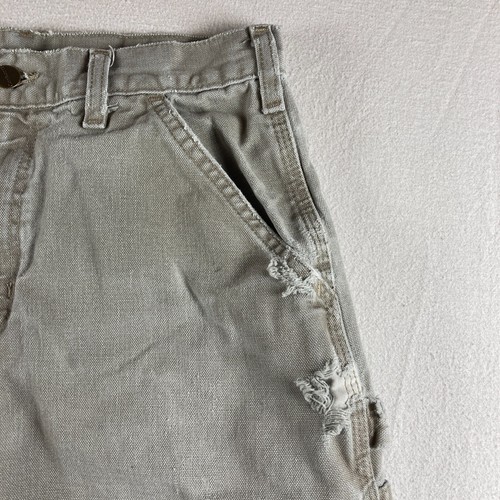 Carhartt Jeans Herren 30x30 hellbraun Arbeitslatzhose Zimmermann Löcher ausgefranst getragen - Bild 3 von 17