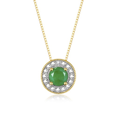 RYLOS Halo Necklace: Gemstone & Diamond, 18" Chain, 4MM Birthstone, Gold Plated - Picture 15 of 29