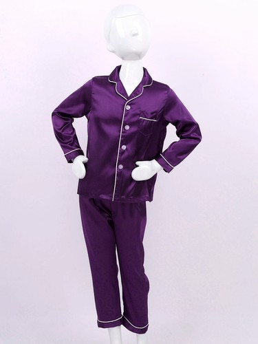 Kids Girls Boys Sleepwear Nightwear Pajamas Set Tops with Pants Unisex Sleepsuit - Picture 3 of 17