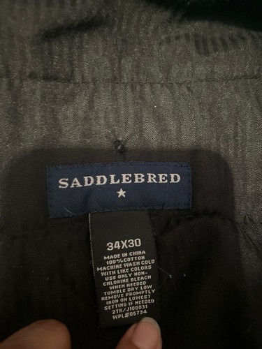 Saddlebred Men's Straight Leg Dress Pants Mid Rise Black Flat Front Cuffed 34/30 - Picture 6 of 7