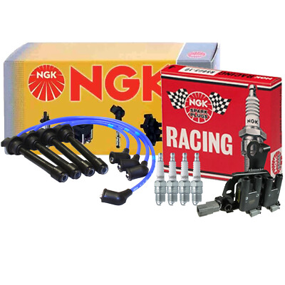 NGK DIS Ignition Coil Wires & 4 Racing Spark Plugs Kit For Hyundai Kia 2.0 L4
