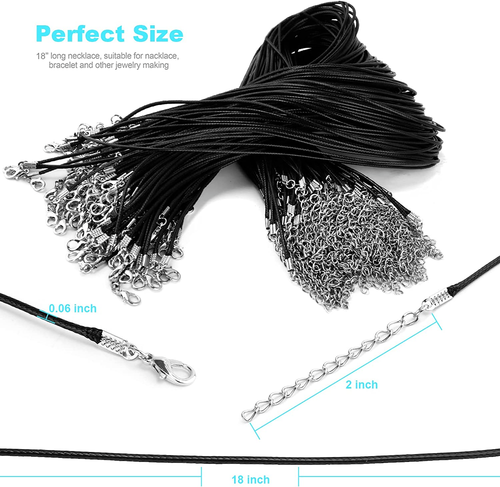 100Pcs Leather Necklace Chains Bracelet Cord 18" Clasps Pendants Bulk Waxed Rope - Picture 4 of 12