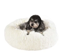 Small Dog/Cat Pet Lovely Donut Plush Nest Bed W/ Cute Small Pink Fur Grooming