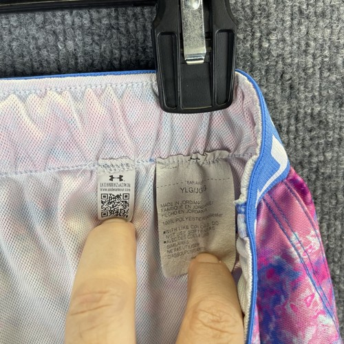 Under Armour Shorts Girl's YLG Pink Splatter Pattern Running Gym Summer - Picture 8 of 9