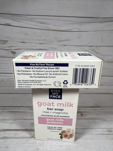 Kiss My Face Goat Milk Bar Soap Rose + Magnolia 5oz (2 Pack) - Picture 6 of 7