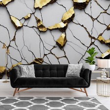 MARBLE GOLD GLAMOUR GREY Photo Wallpaper Wall Mural Modern Bedroom Living Room