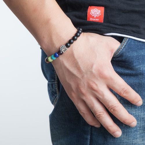 8MM Natural Mens Womens Spartan Helmet Buddha Hamsa Lava Stone Beads Bracelets - Picture 78 of 133