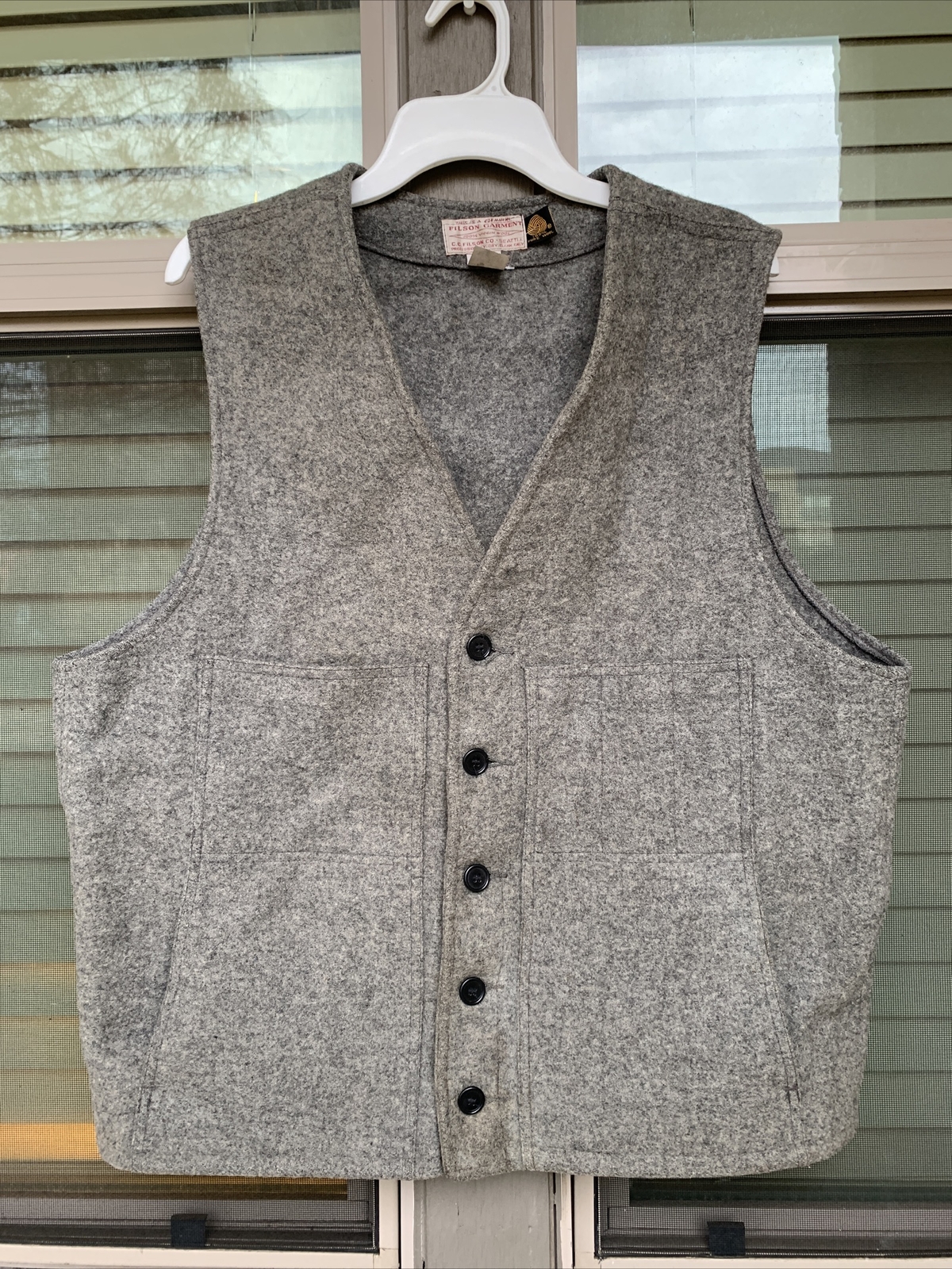 Filson Mackinaw Wool Vest 48 XL Large Light Grey Cruiser VTG USA
