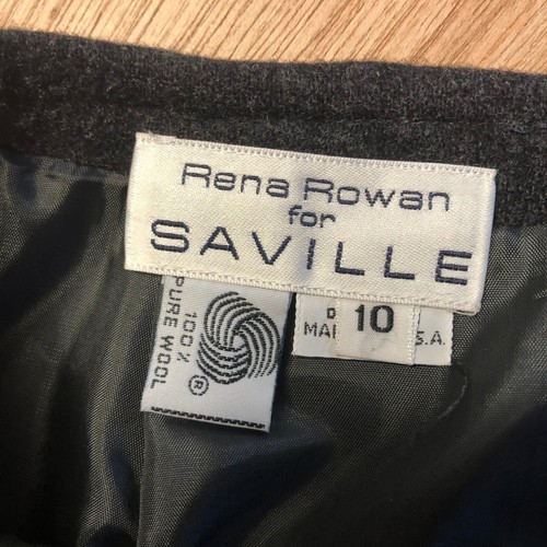 vtg RENA ROWEN for Saville 100% Wool Straight Skirt Sz 10 Lined Dark Gray USA - Picture 6 of 7