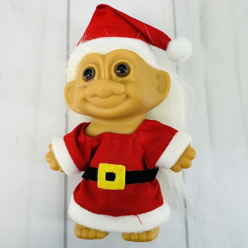 "Muñeca troll vintage Russ Berrie 4"" Papá Noel colgante adorno de Navidad" - Imagen 1 de 8