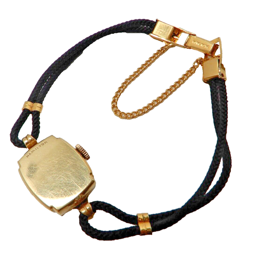 1940 Vintage Hamilton 14K GELBGOLD 7 1/2" Damen Cocktail Armbanduhr Diamanten - Bild 5 von 6